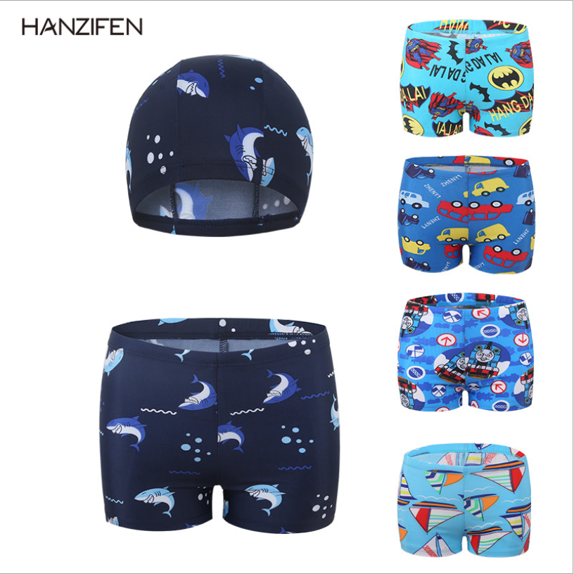 Boy's swimming trunks and swimming caps