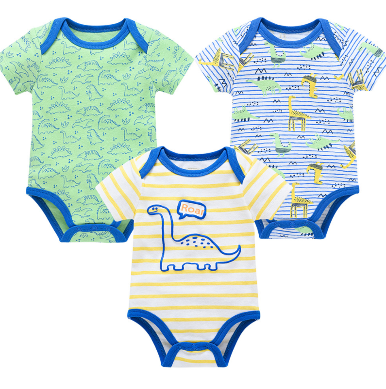 The new dinosaur cotton short sleeved baby jumpsuit