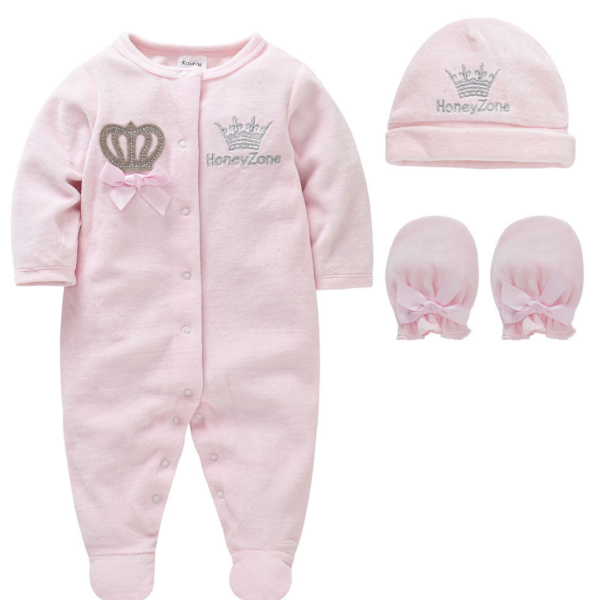 Boys' 3-piece long-sleeved hat and glove jumpsuit