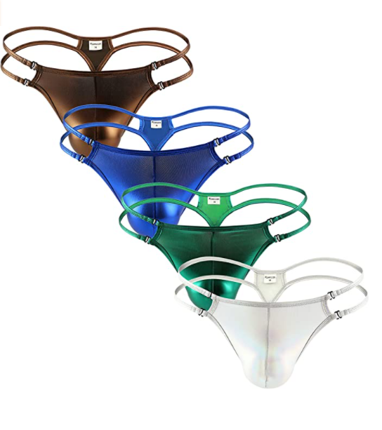 Men's shiny metal thongs sexy underwear