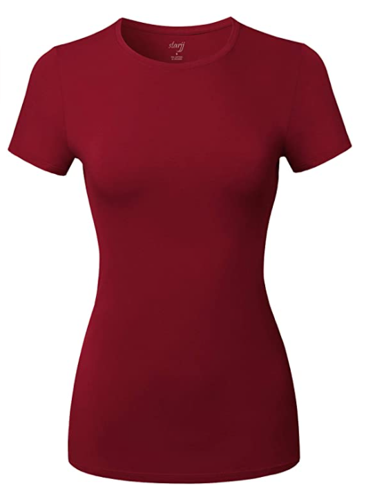 Slim-fitting round neck short sleeve T-shirt