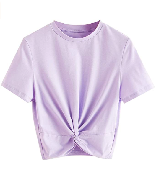 Women's plain T-shirt with front twist