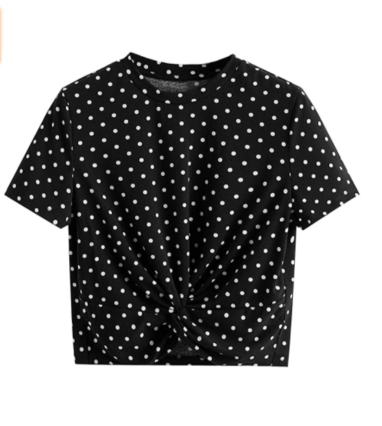 Women's solid polka dot short sleeves