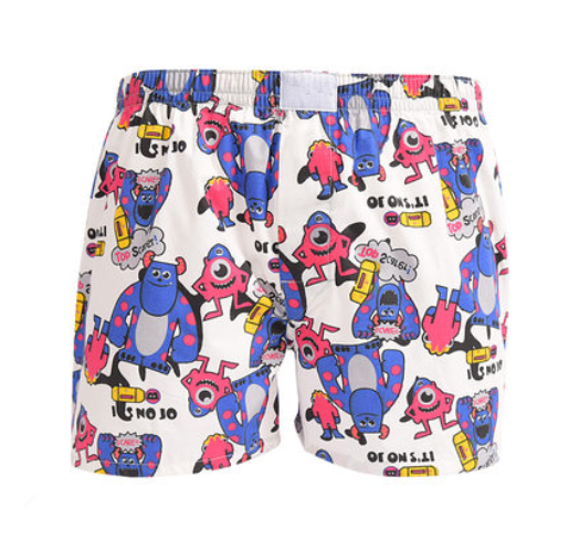 Men's cotton cartoon print monster boxer briefs with big eyes