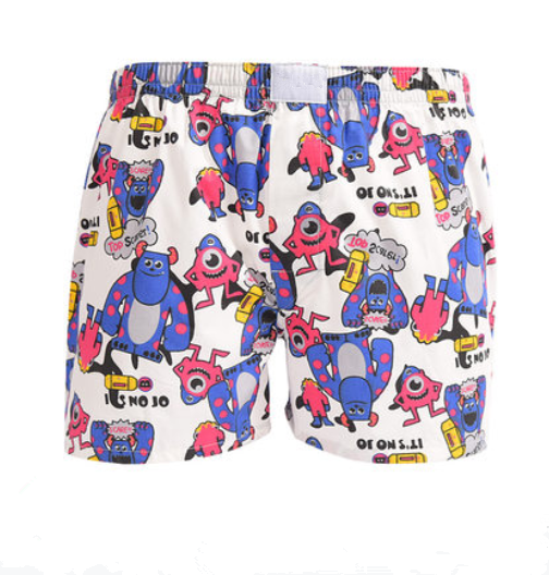 Men's cotton cartoon print monster boxer briefs with big