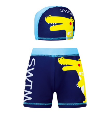 Cartoon printed flat corner boy's swimming trunks